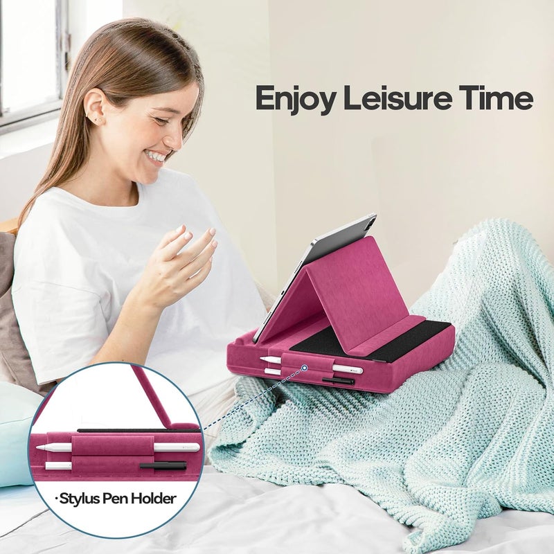 KDD Tablet Pillow Stand, Multi-Angle Viewing Ipad Holder for Lap, Bed and Desk, Foldable Soft Pad Dock with Stylus Mount Compatible with Ipad Pro 12.9, 10.5, 11, Air, Mini, Phones, Books, E-Reader - Image 3